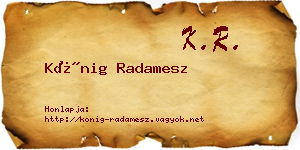 Kőnig Radamesz névjegykártya